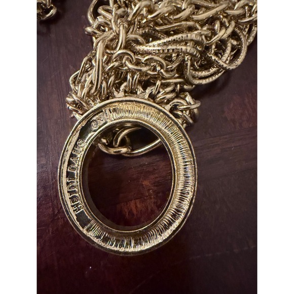 Heidi Daus Layered Waterfall Necklace Gold Tone Crystal Accent Statement Vintage - Picture 10 of 11